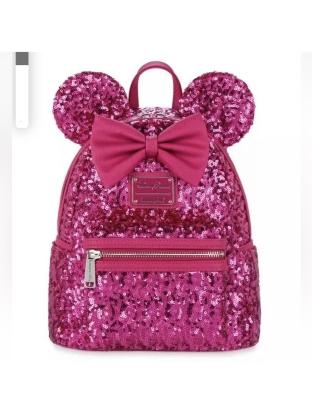 Loungefly Hot Pink Sequin Minnie Ear Mini Backpack with Bow